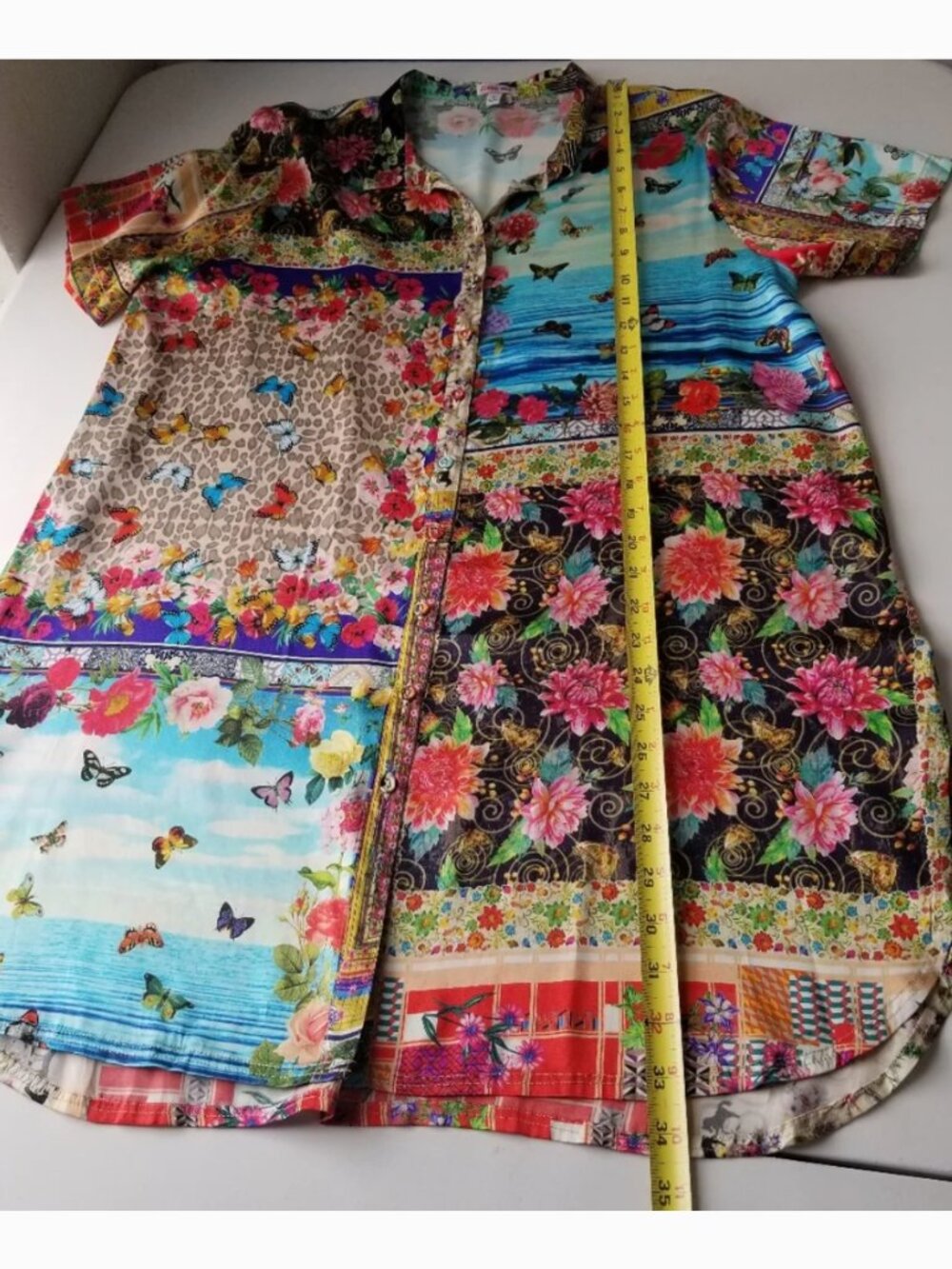 Johnny Was Silk Button Up Collared Tunic/Dress - Picture 9 of 12